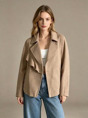 Stylein Premium Cashmere Wool Blend Short Coat Camel/sand Mix